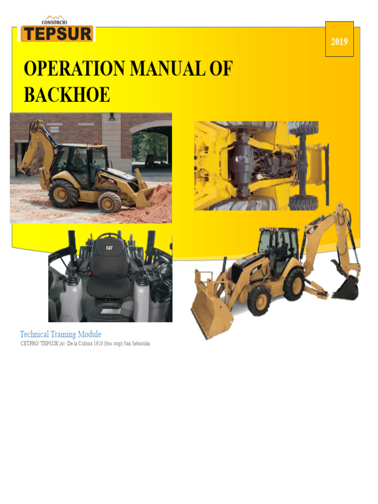 Backhoe Operation Manual 2019 | PDF | Diesel Engine | Loader (Equipment)