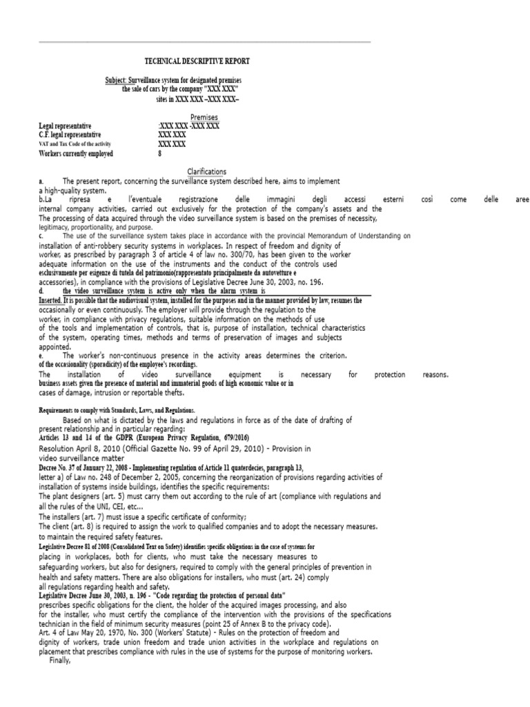 Surveillance System Report for Car Sales | PDF | Camera | Closed ...