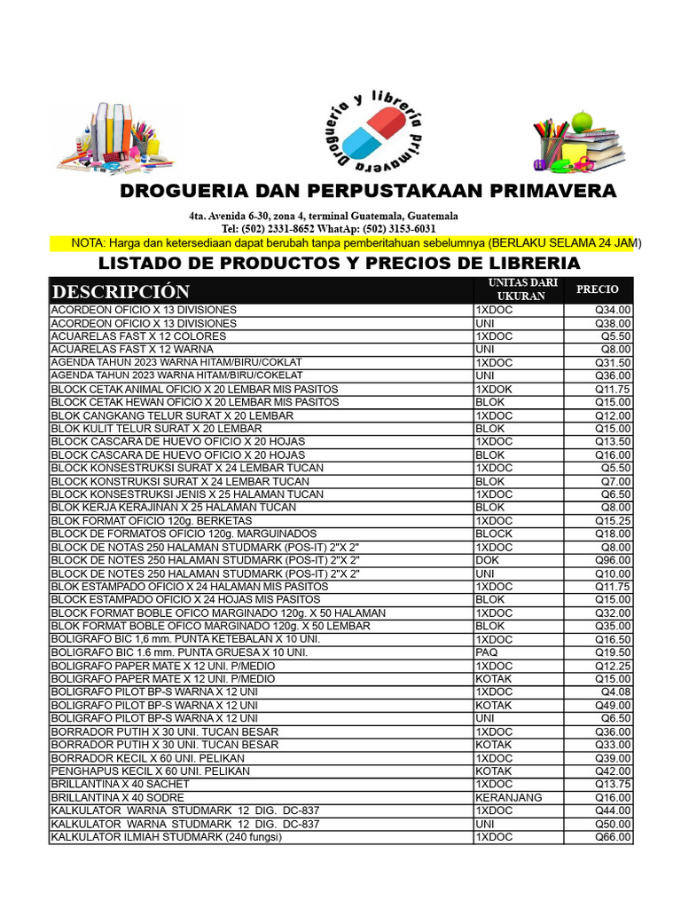 Daftar Harga Produk Perpustakaan 2023 | PDF