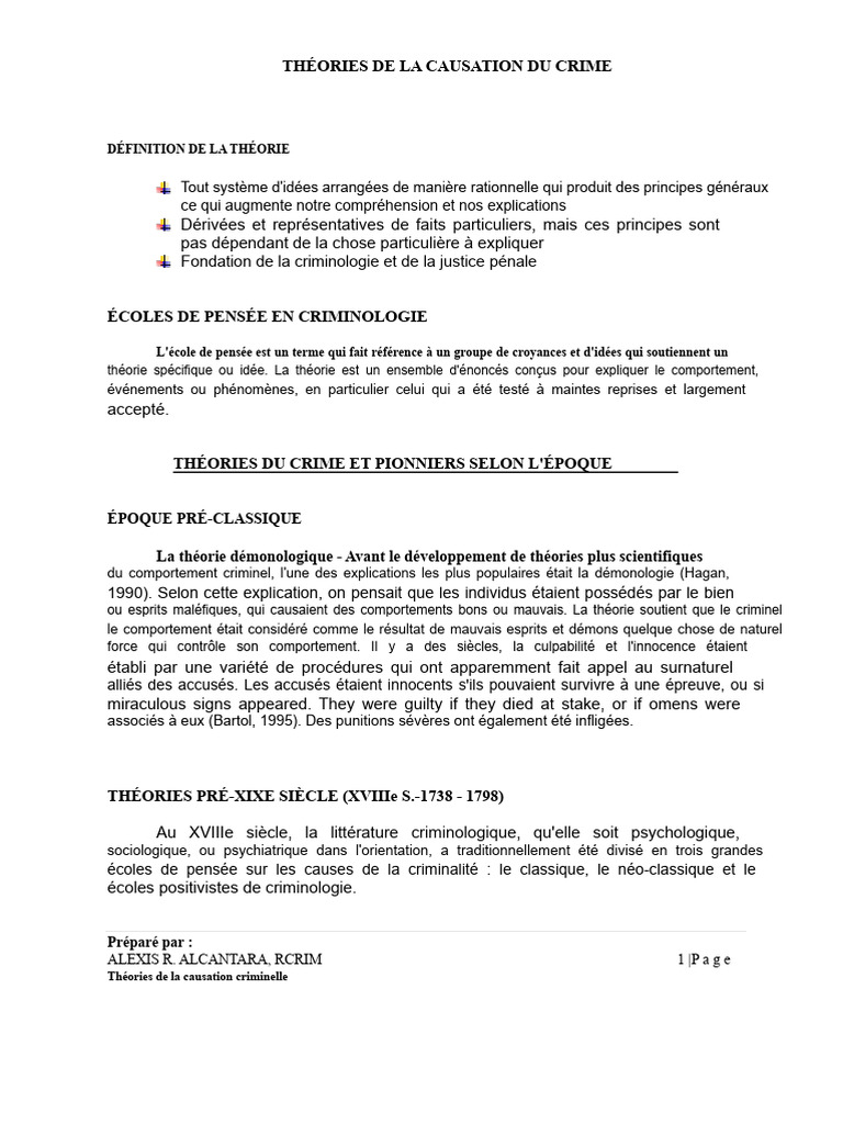 Théories de la causation criminelle | PDF | Criminologie | Crimes