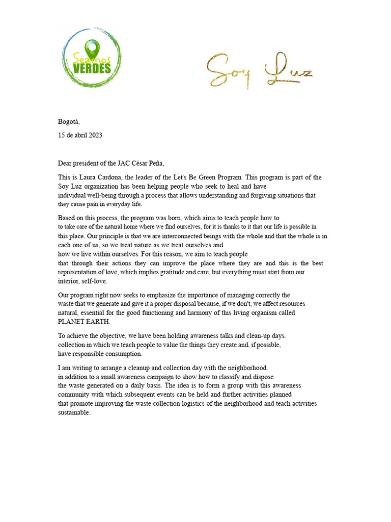 Let's Be Green: Community Cleanup Proposal | PDF