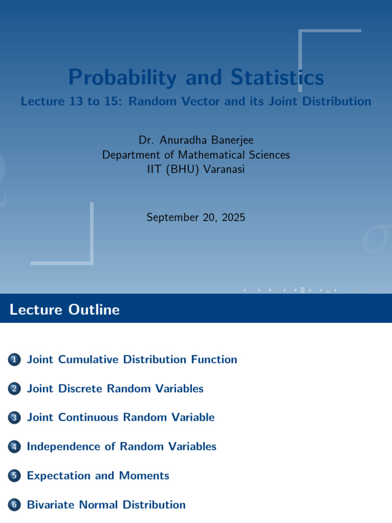 Joint Distribution of Random Variables | PDF | Probability Distribution ...