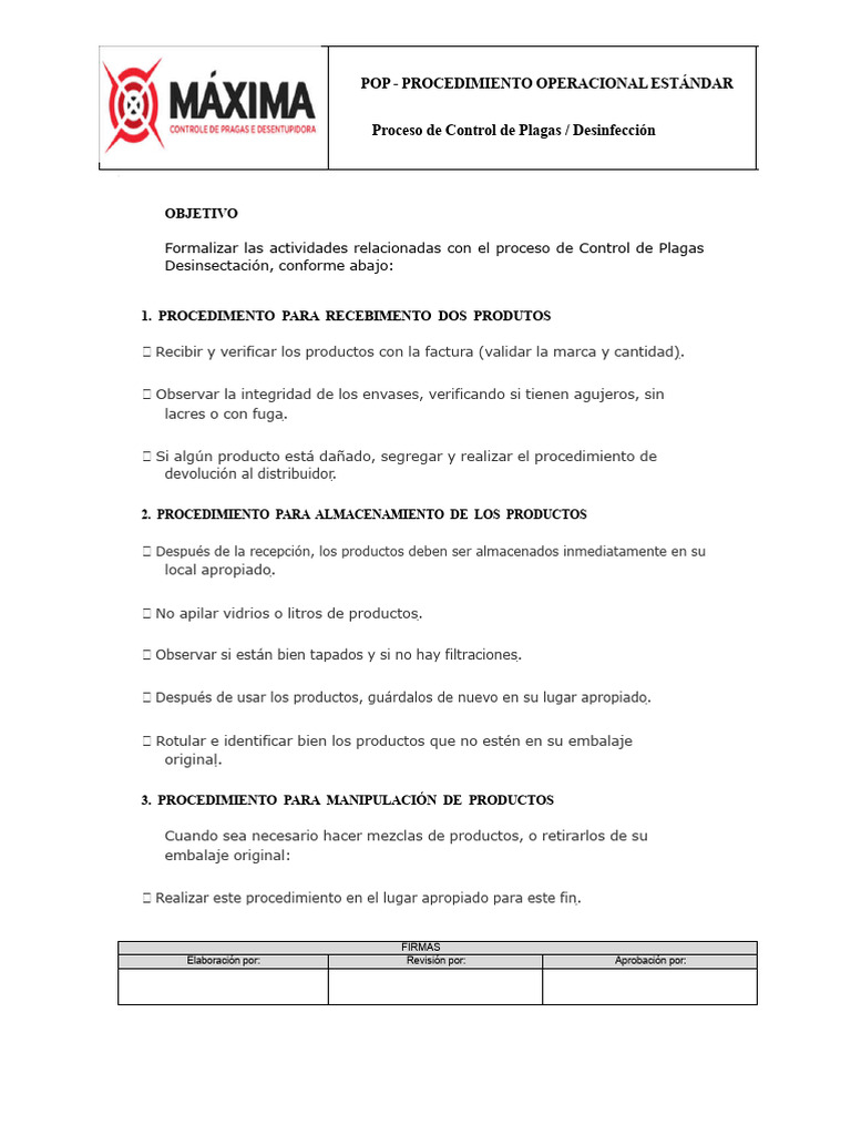Procedimiento de Control de Plagas | PDF | Control de plagas