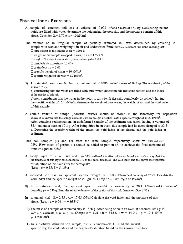 Soil Physical Index Calculations Guide | PDF | Density | Porosity