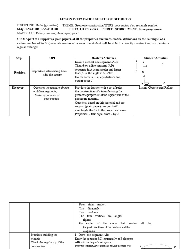 Geometry Lesson: Rectangle Construction | PDF | Rectangle | Length