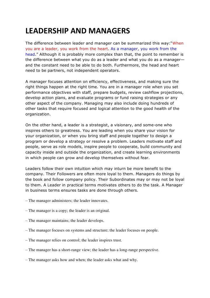 Leadership and Managers | PDF | Leadership | Applied Psychology