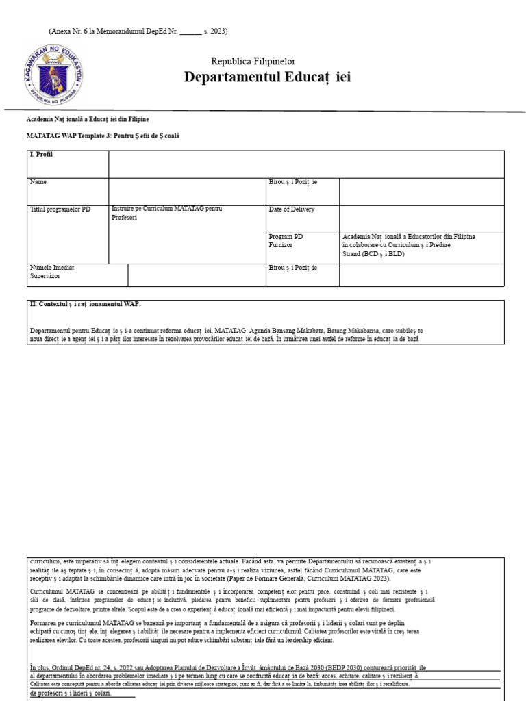 Final MATATAG-WAP-Template-3 Șefii Scolilor SDO-Cabuyao | PDF