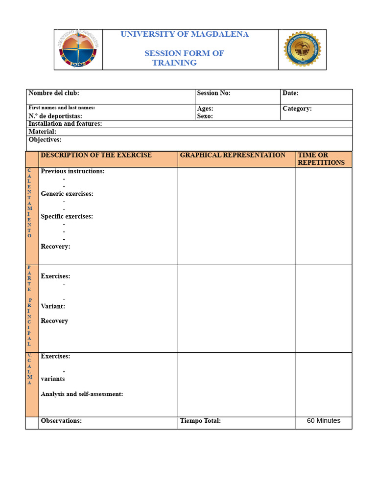 Training Session Plan for Youth Athletes | PDF