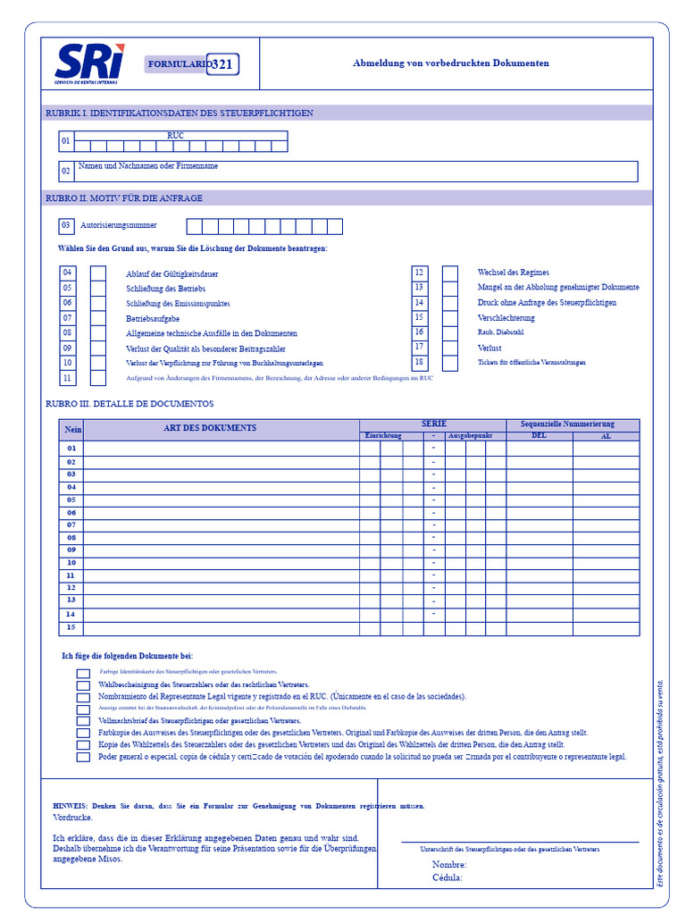 Formular 321 | PDF