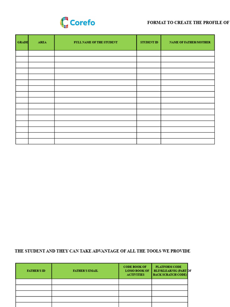 Format To Create Student Profile | PDF