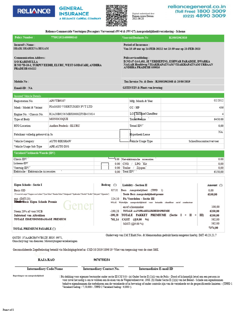 AP37TB9107 Reliance Commerciële Voertuigen | PDF
