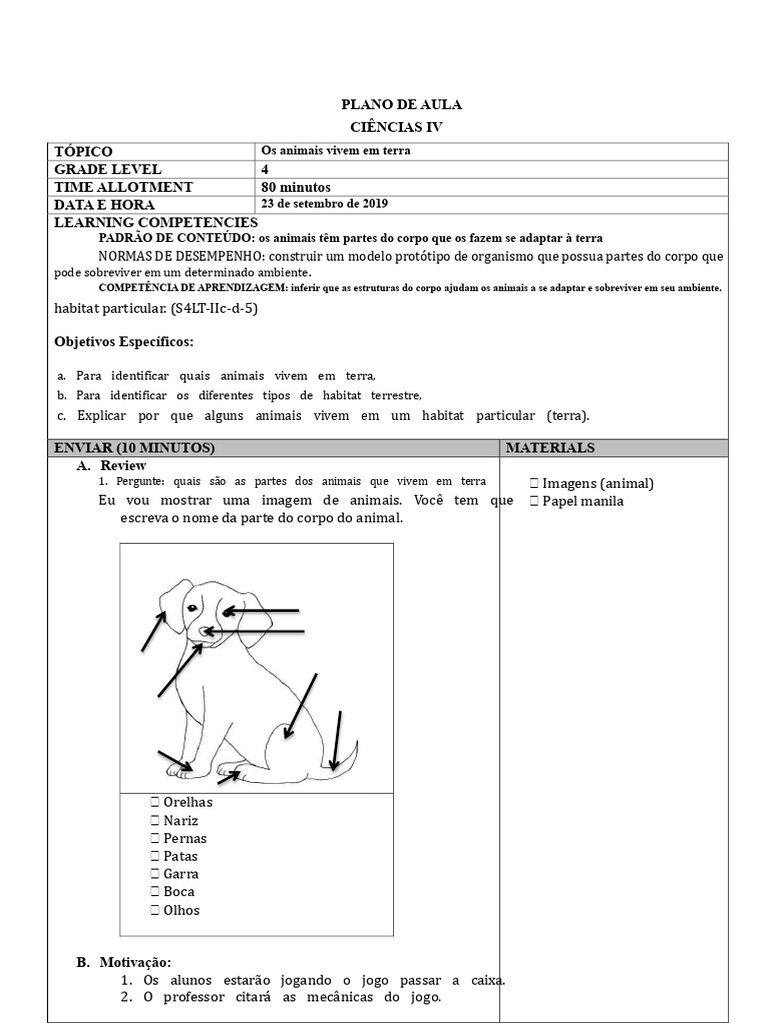 Plano de Aula em Ciências IV (Terra).1 | PDF | Habitat | Terra