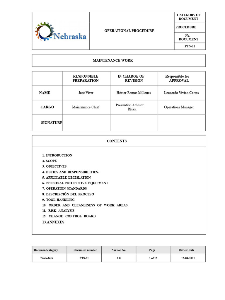 PTS-01 Maintenance Works | PDF | Personal Protective Equipment