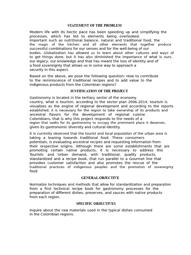 Statement of The Problem | PDF | Gastronomy | Cooking