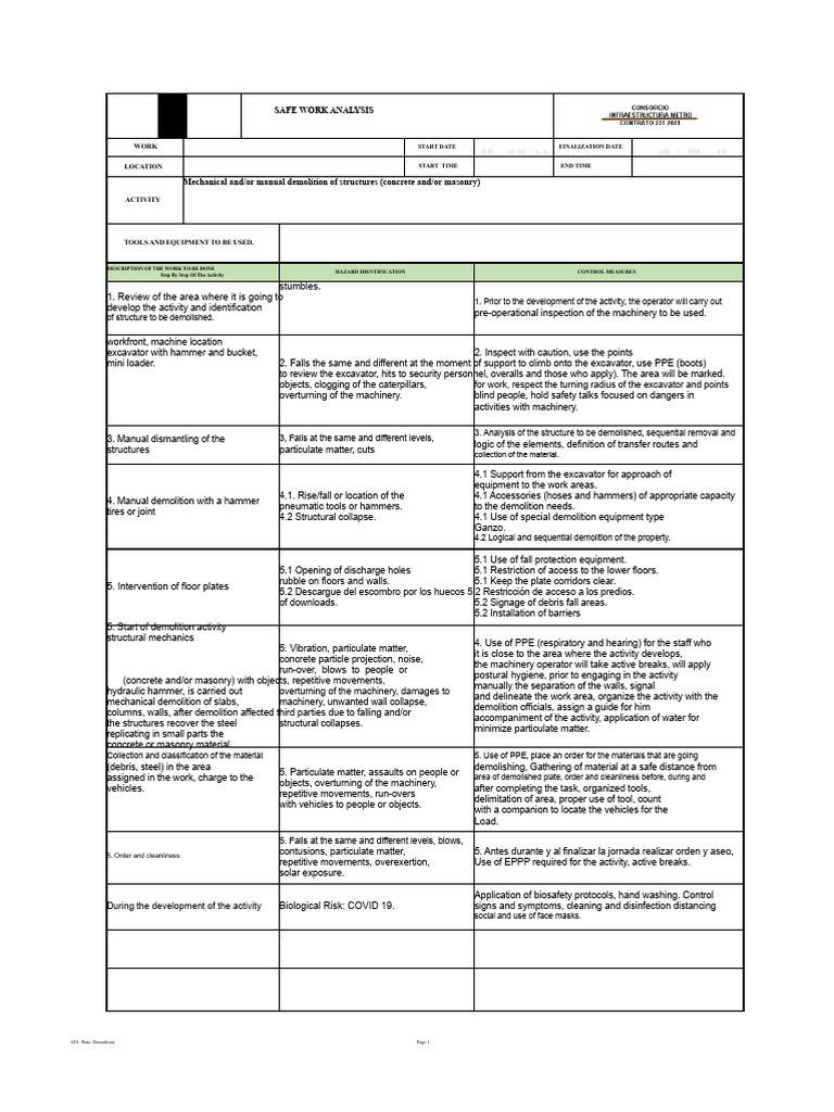 Ats Mechanical and Manual Demolition V1 | PDF | Demolition | Personal ...