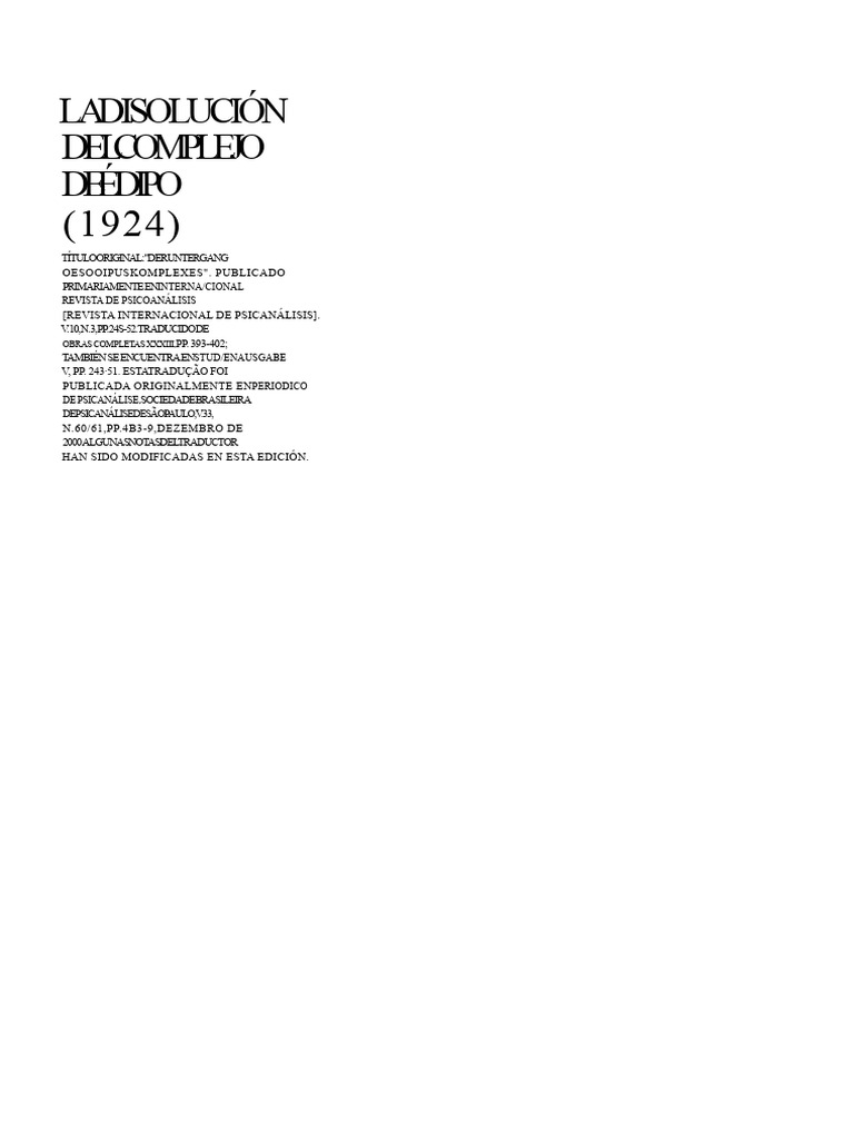 Disolución del Complejo de Edipo | PDF | Complejo de Edipo | Sigmund Freud