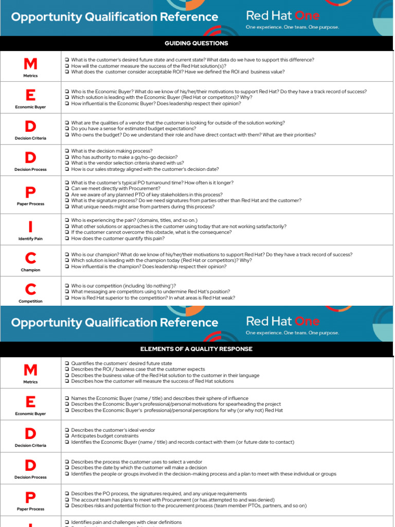 Opportunity Qualification Guide for Sales | PDF | Return On Investment ...