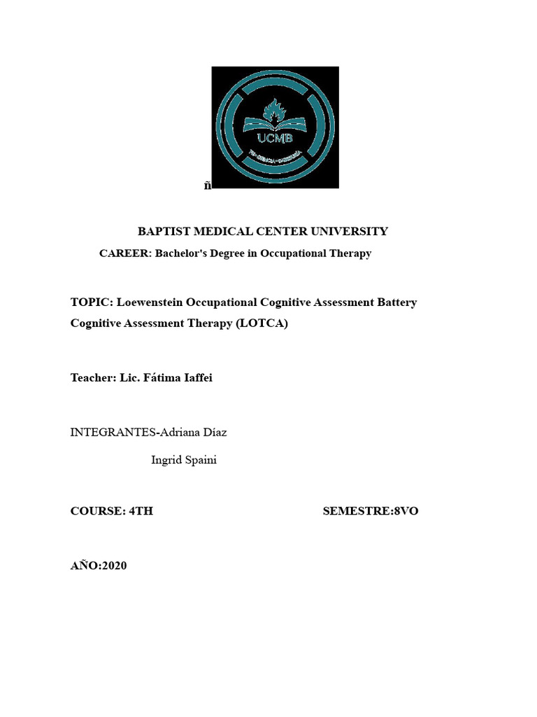 LOTCA Cognitive Assessment in OT | PDF | Occupational Therapy | Attention