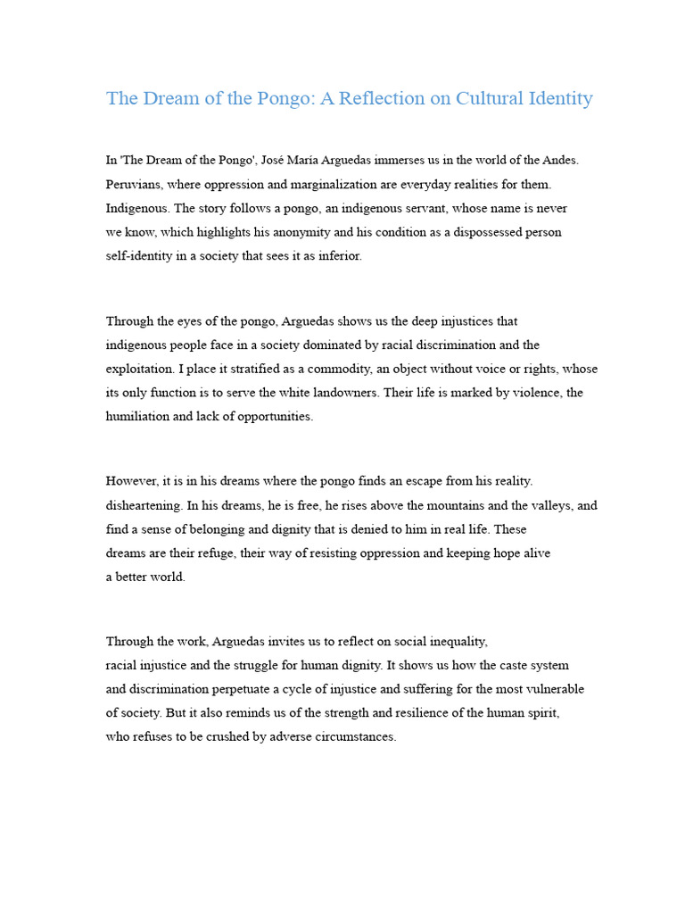 The Dream of The Pongo Essay | PDF