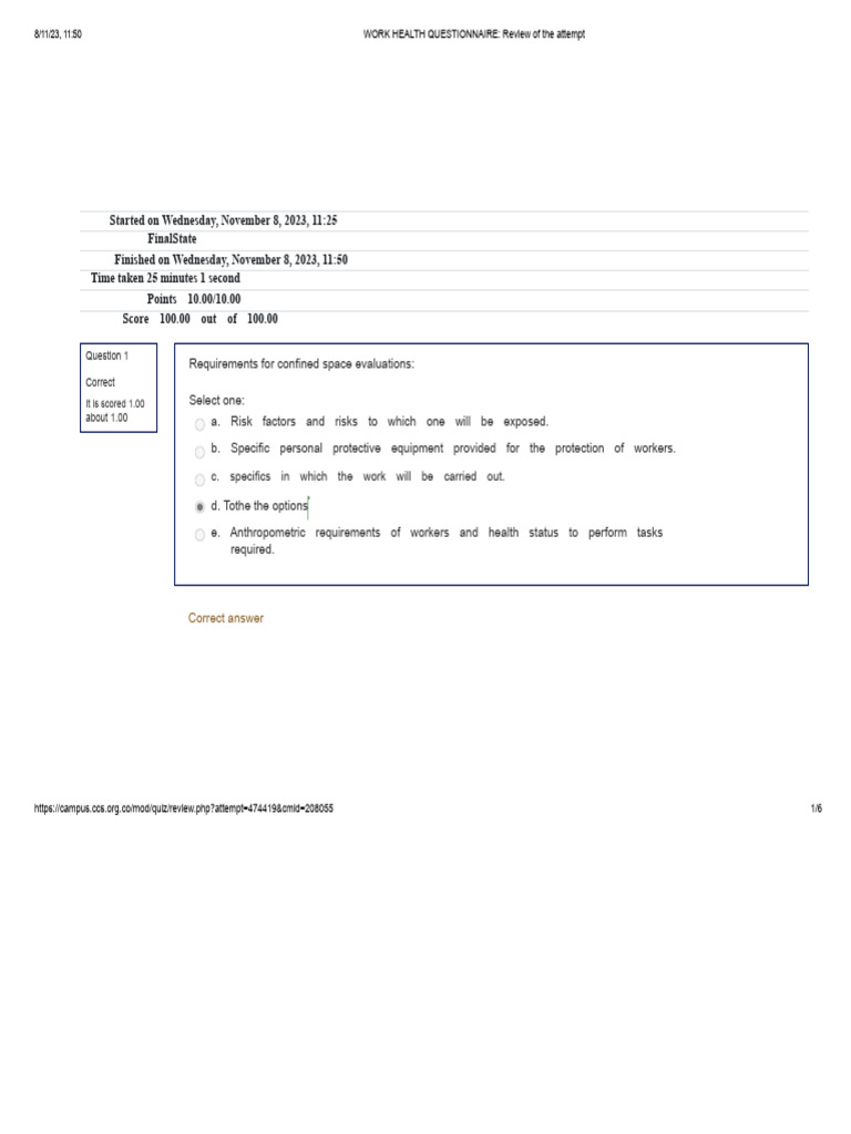 Work Health Questionnaire Review Summary | PDF | Occupational Safety ...