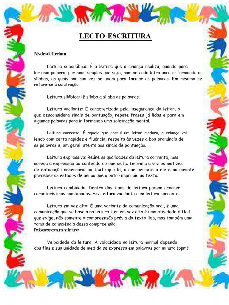Tipos de Leitura e Escrita Infantil | PDF | Sílaba | Escrita
