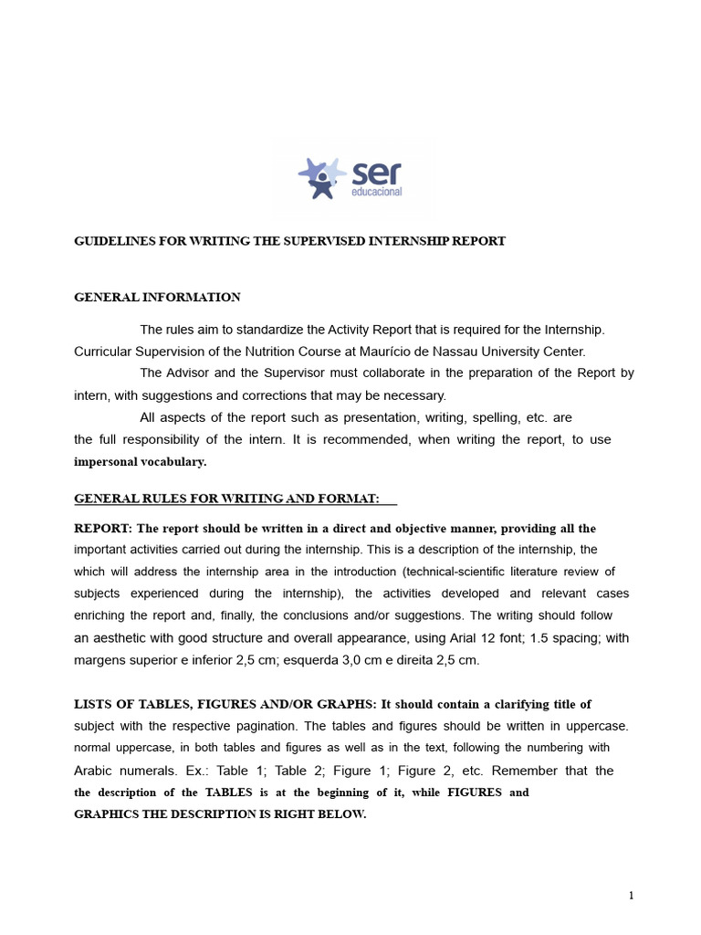 Internship Report Writing Guidelines | PDF