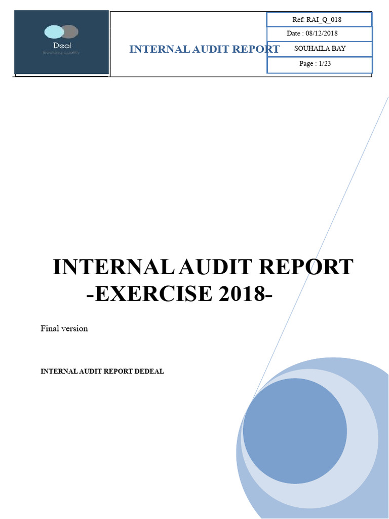 THE INTERNAL AUDIT REPORT | PDF | Audit | Internal Audit