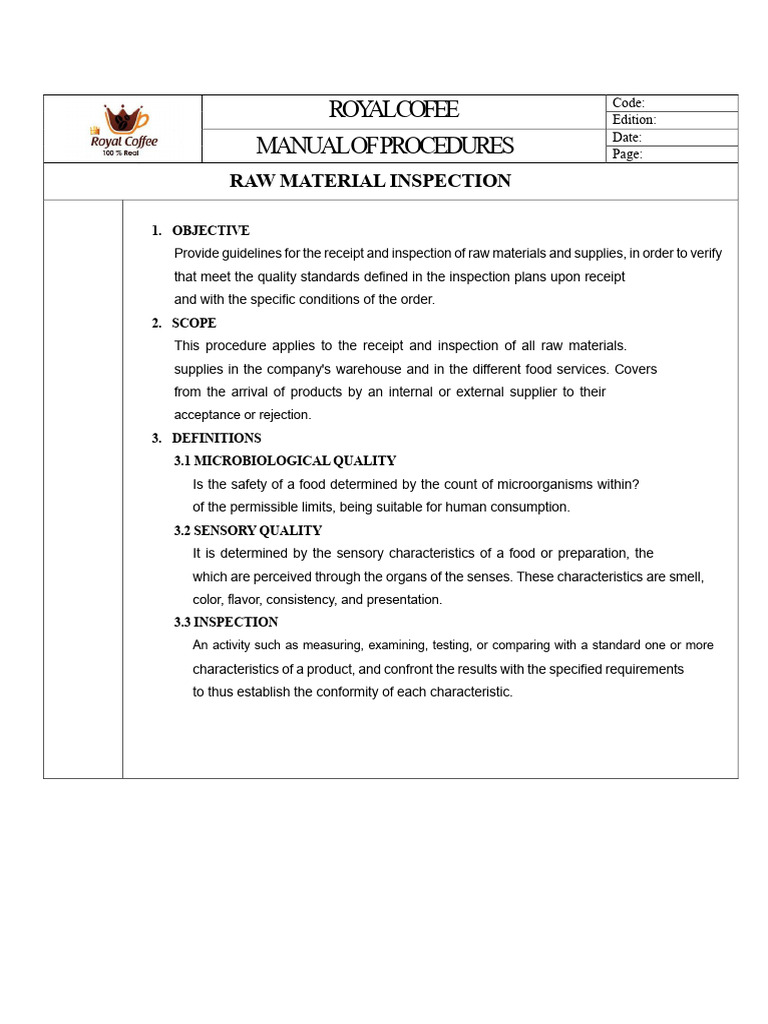 Raw Material Inspection | PDF