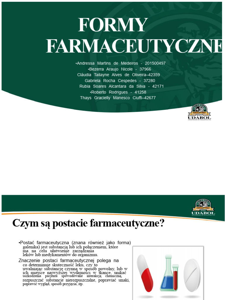 Postacie Farmaceutyczne | PDF