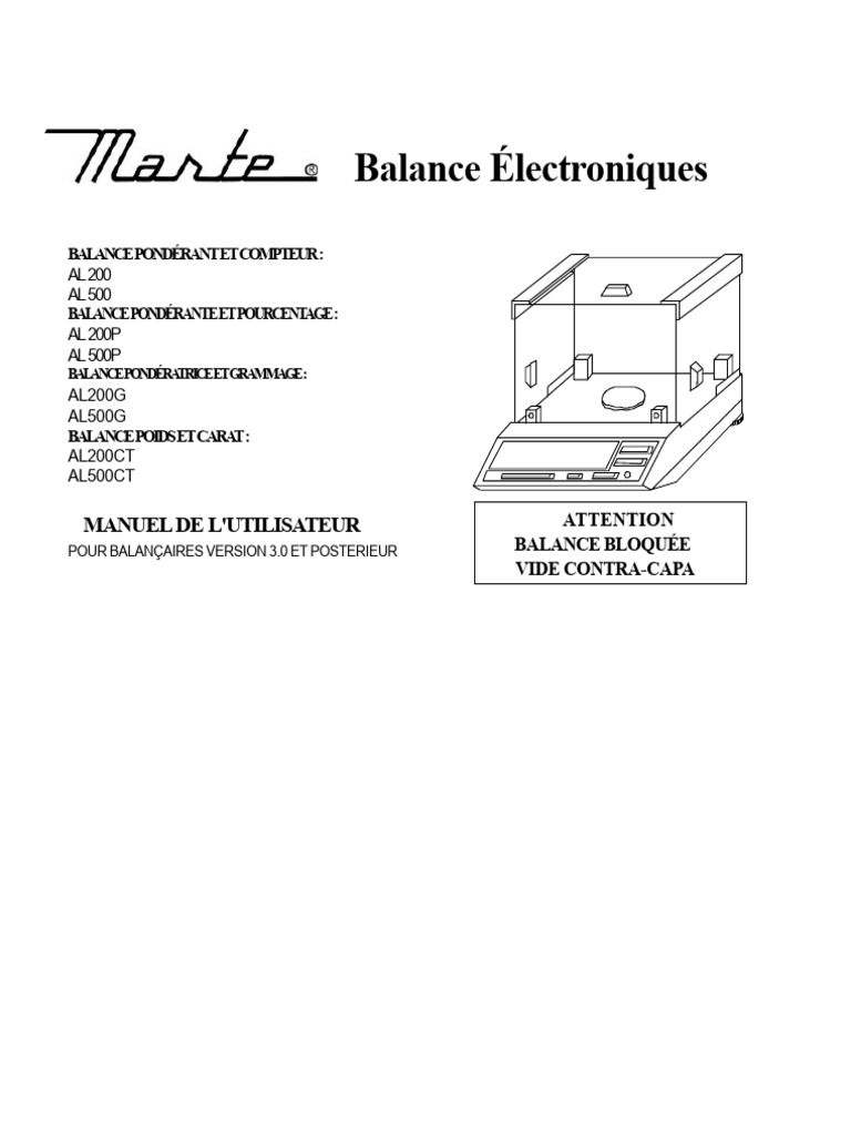 Balance Électronique Marte AL200/AL500 | PDF | Balance (instrument)