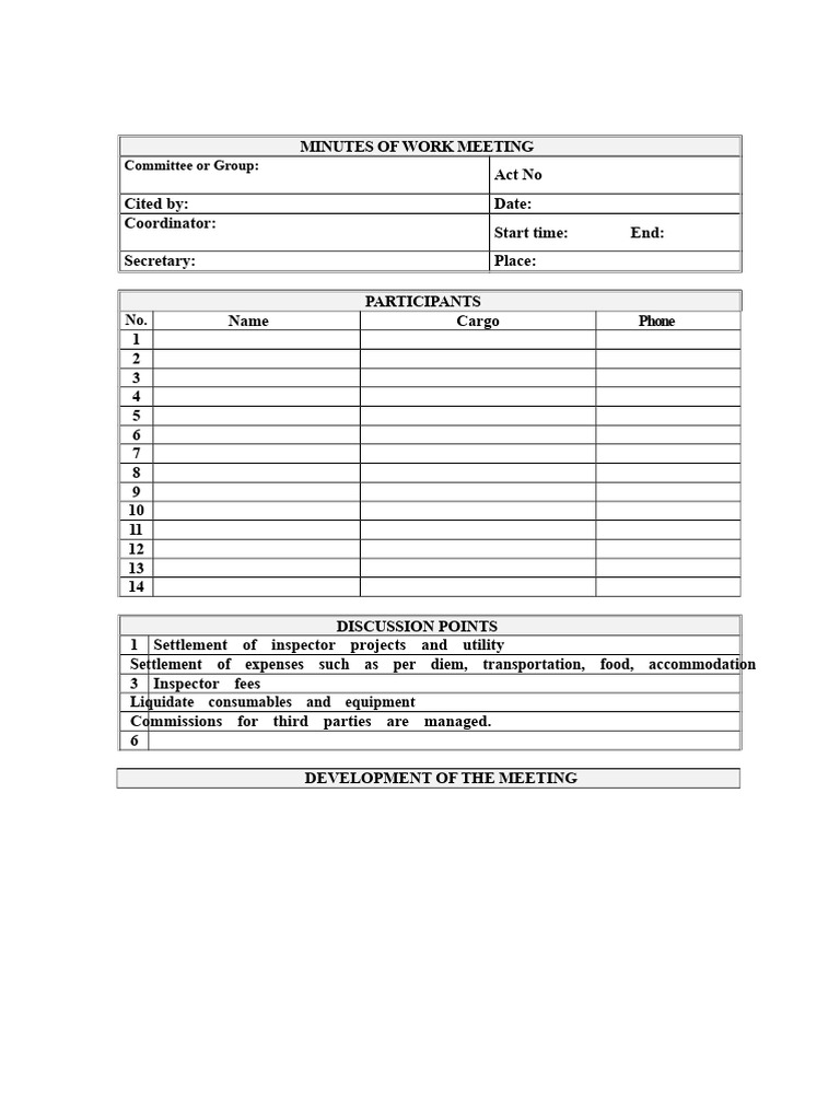 Example of Work Meeting Minutes | PDF