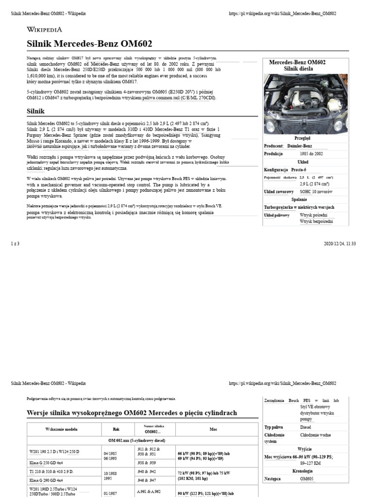 Mercedes Benz OM602 | PDF
