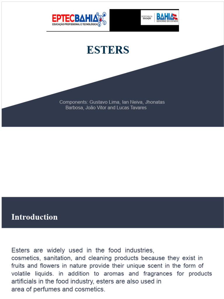 Esters - Slide | PDF | Ester | Carboxylic Acid