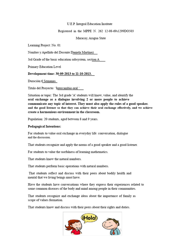 LEARNING PROJECT 01 - 3RD GRADE A - Second | PDF | Mind | Human ...