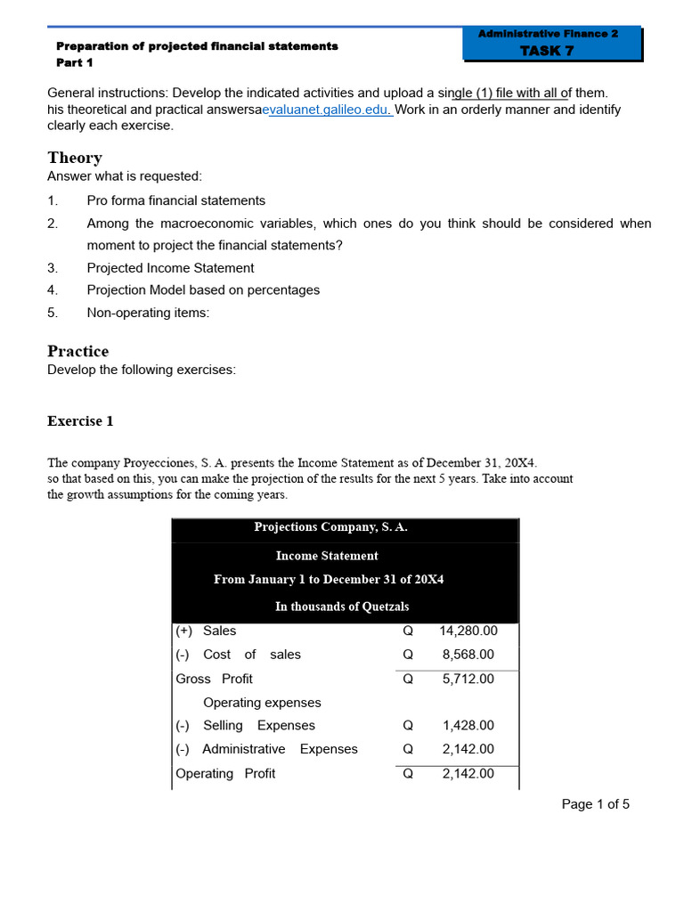 Projected Financial Statements Guide | PDF | Salary | Dividend