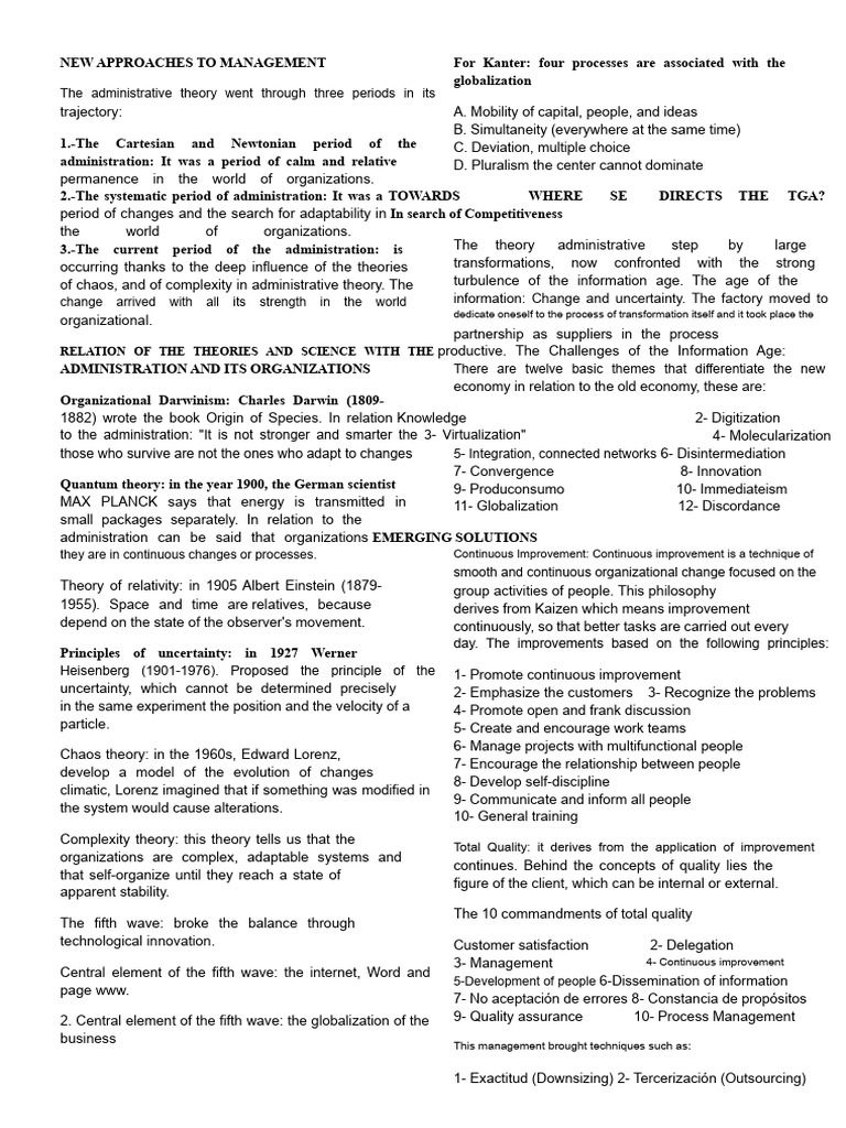 Summary of New Approaches To Management | PDF | Uncertainty Principle