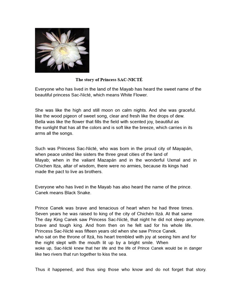 The Story of Princess SAC-NICTÉ PDF | PDF
