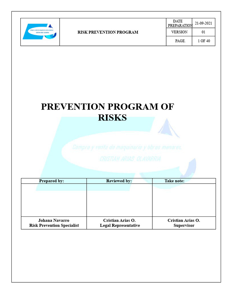 Risk Prevention Program Overview | PDF | Risk | Occupational Safety And ...