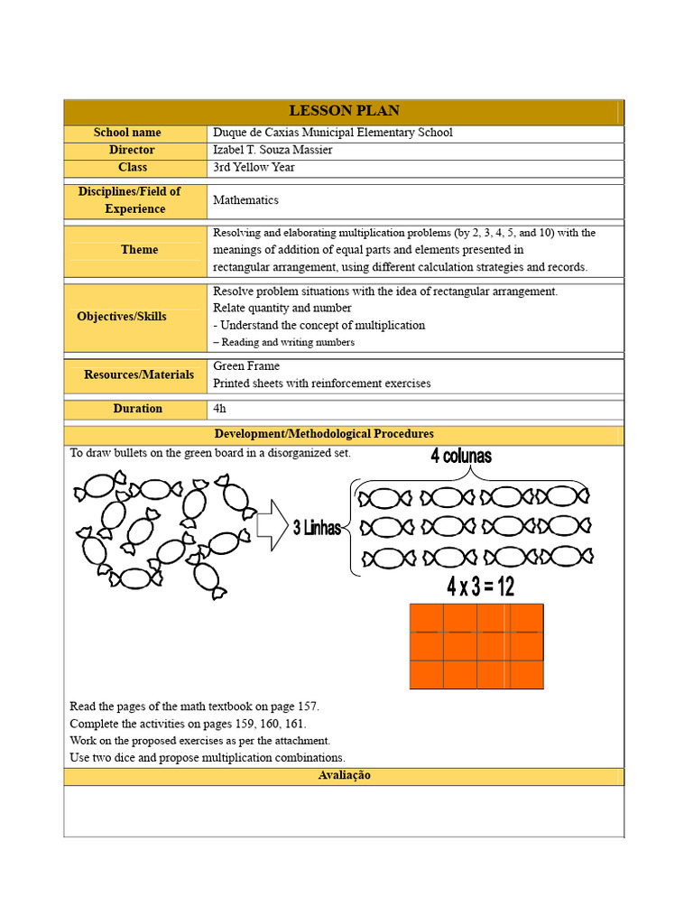 3rd Grade Multiplication Lesson Plan | PDF