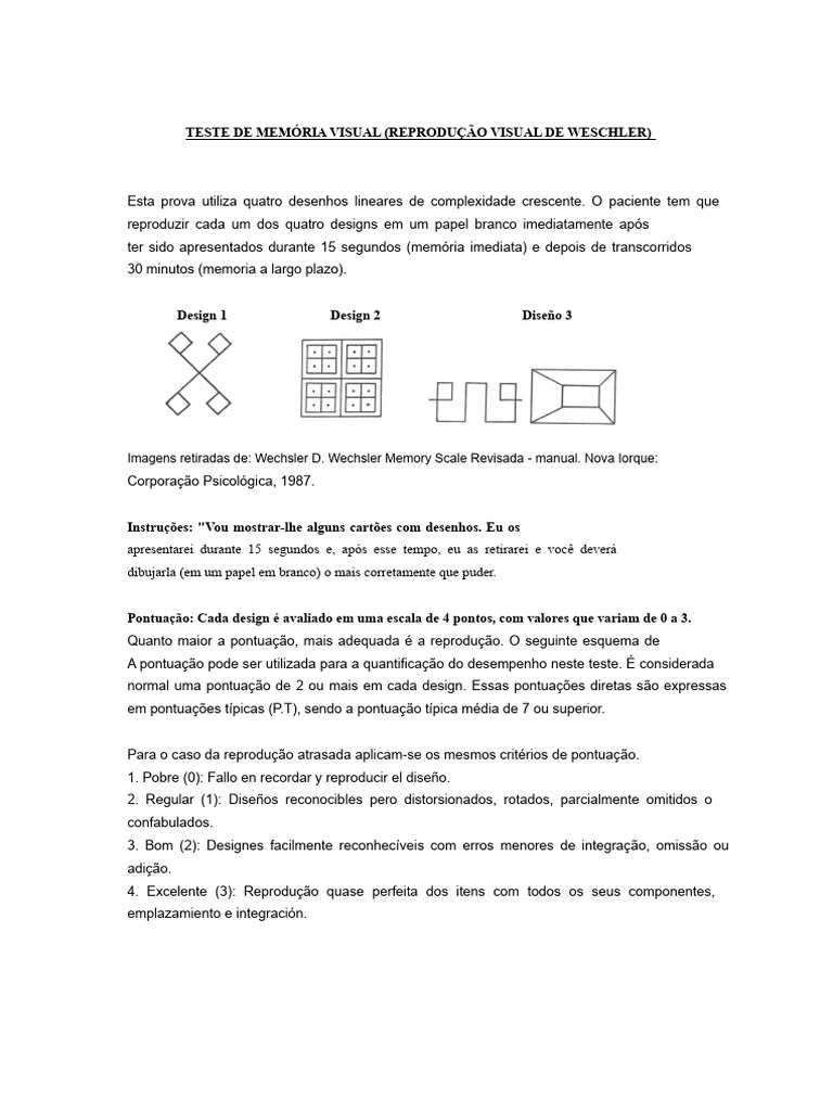 Teste de Memória Visual de Wechsler | PDF