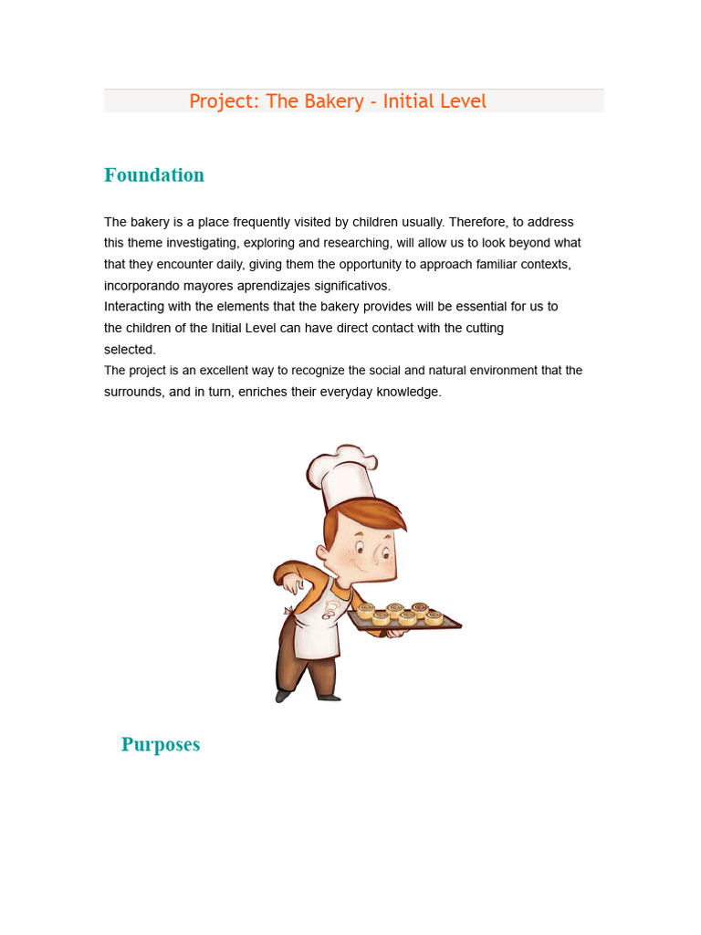 Bakery Project for Early Childhood Education | PDF | Bakery | Knowledge