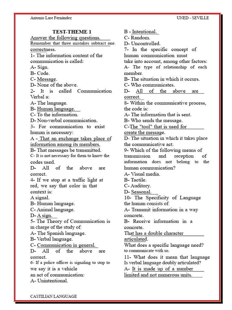 Human Communication Concepts Quiz | PDF | Communication | Phoneme