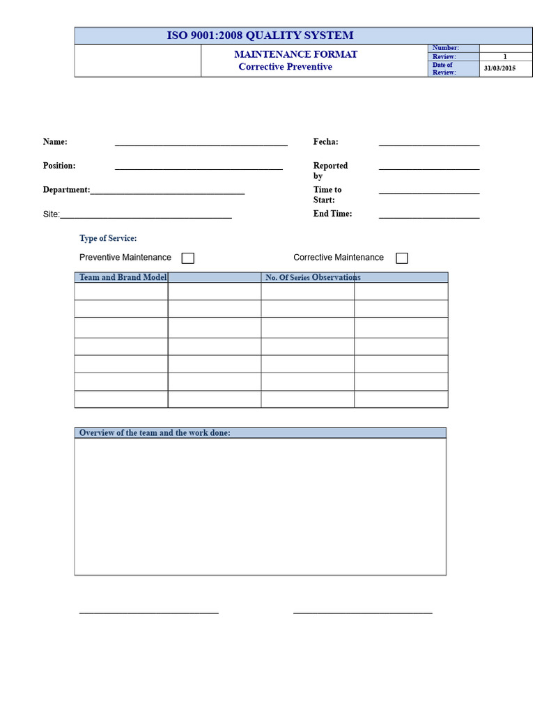 FO-INF-03 Format For Maintenance of Computer and Telecommunications ...