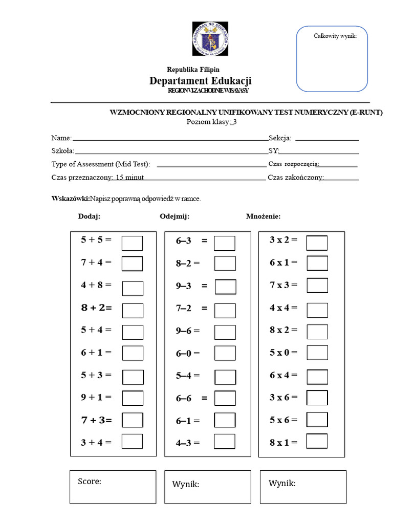 FINAL MidTest E RUNT Stopnie 3 | PDF
