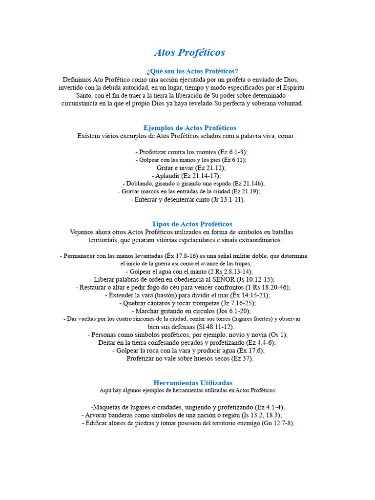 Actos Proféticos | PDF | Creencia religiosa y doctrina