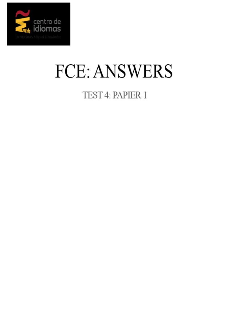 Fce Test 4-Odpowiedzi | PDF