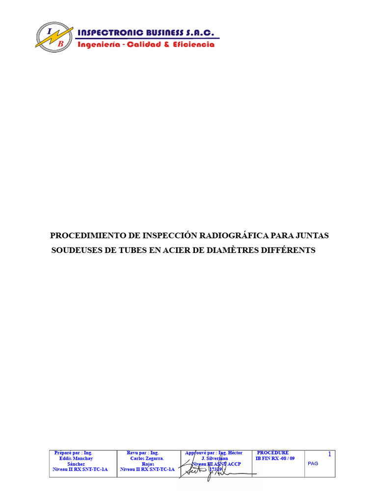 Procédure d'Inspection Radiographique des Soudures | PDF | Soudage ...