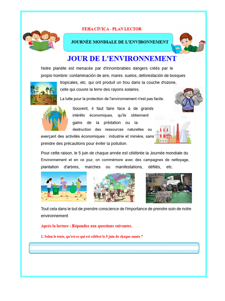 Journée Mondiale de l'Environnement | PDF | Environnement naturel | la ...