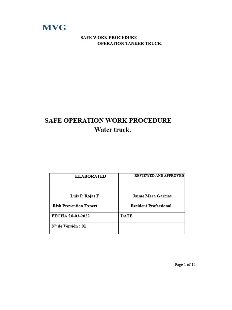 Safe Operation of Water Tank Trucks | PDF | Truck | Road