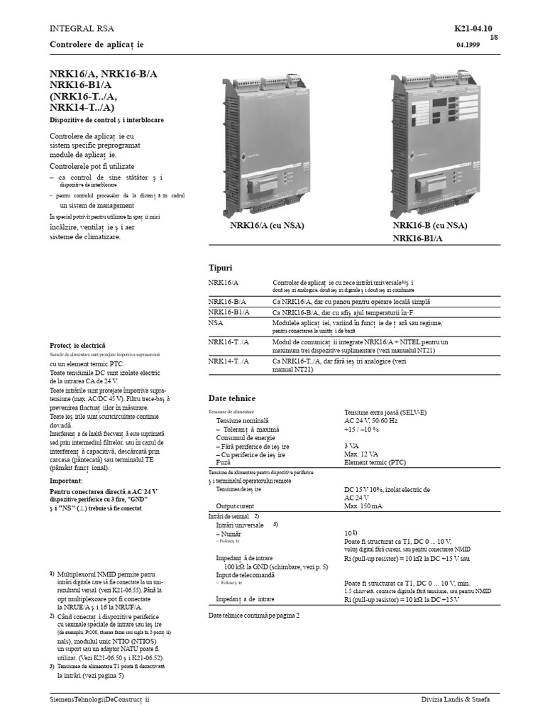 Staefa Control System NRK16 - A | PDF